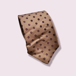 Brooks Brothers Makers Tan Geometric Print Necktie Tie Preppy | Ivy Vintage